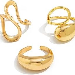 Set of 3 Latest Stylish Gold Plated Rings for Women and Girls (16672r)-18