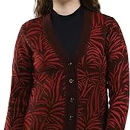 monte carlo Women’s Printed Cardigan | Regular Fit | V-Neck | Full Sleeve | Button Closure | Trendy Winter Cardigan for Women-picture-3