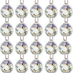 Reiki Crystal Products Vastu Crystal Hanging Ball Sun Catcher Ball Prism Rainbow Ball Sunlight Catcher Glass Ball for Good Luck Positivity Home Decor Crystal Ball with Red Thread Pack 0f 20 pc-image-12