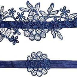™ 2Pcs Wedding Garters for Bride Leg Rings Handmade for Stage Prom Dance Navy Blue | Garter Belts | Intimates & Sleep | Womens Clothing-image-44