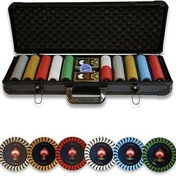 500 PCS Professional Poker Chip Set with Casino – Includes 2 Texas Hold’em Card Decks, Dealer Button & 40mm Spiral Design Chips | Luxury Aluminum Carry Case-image-12
