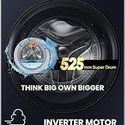 Haier 8 Kg 5 Star Powered by AI-DBT with PuriSteam, 525mm Super Drum Fully Automatic Front Load Washing Machine (EFL80-IM12IBIEBK, Inverter with In-Built Heater, Stainless Steel Drum, Black)-4