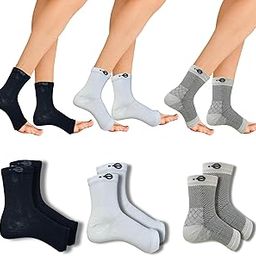 Ecosync Open Toe Bamboo Cotton Neuropathy Compression Socks Combo Pack of 3 (Black + White + Spotted White) – Moisture-Wicking, Pain Relief, Breathable, Soft, Anti-Bacterial, Eco-Friendly, Unisex.-2