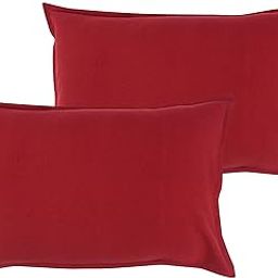 Airwill 100% Cotton Plain Pattern Flap Pillow Covers (46x69cm)(Red, Pack of 2 Pieces)-image-98