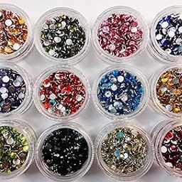 WorldWesties Nail Art Rhinestones Set 12Pcs Colorful Makeup, Nail Jewels Rhinestones for Nail Designs Diamond Beads Gems Rhinestones Nail Art Decoration-41