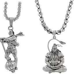 Hanuman Ji Sankat Mochan with his Gada Pendant Locket Silver Stainless Steel Pendant,Gadda Locket for Men & Women Pack of 2 Lockets-image-44