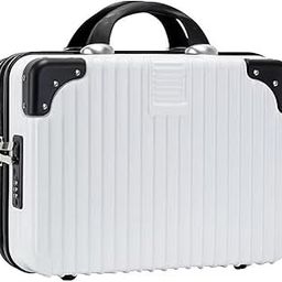 Portable Makeup Travel Case Hand Luggage, Expensive Bag Mini ABS Carrying Makeup Case Suitcase with Elastic Band, Hard Shell Cosmetic Case for Travel Camping Women (Royal Green-White)-11