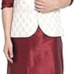 Men's Maroon Kurta Pyjama With Jacquard Nehru Jacket Set for Party.-picture-0