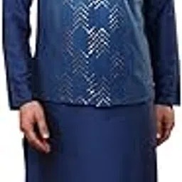kisah Men's Ethnic Wear Regular Fit Pure Cotton Embroidered Navy Blue Kurta Churidar and Jacket Set-picture-39