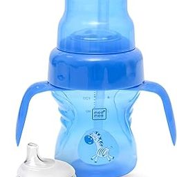 Mee Mee Anti Spill, Interchangeable Sipper/Sippy Cup 150ml with Soft Silicone Spout and Straw BPA Free, 6m+ (Blue)-27