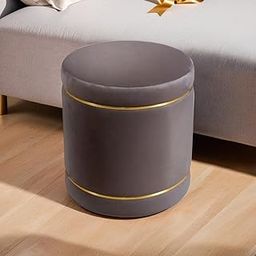RAHLITE Living Room Sitting Stool, 16x16x18-inch Mudda Puffy Wooden Ottoman Stools, Pouffe Footstool, and Pouf for Office, Home, and Dressing Stool (Gray)-image-17