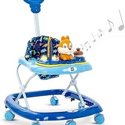 Mee Mee Rabbit Baby Walker for 6-24 Months Toddlers | 3 Level Height Adjustment with Integrated Lights,Detachable Food & Musical Toy Tray | Baby Activity Walker| Upto 15 Kgs | Blue Colour-18