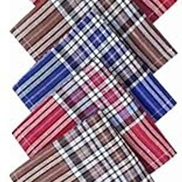 Cotton checked Collection Handkerchief Easy Wash & Premium Cotton Fabric Size 47 x 47 CM, Pack of 6 (Checked)-image-23
