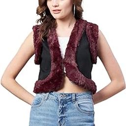 Women's Denim and Fur Trim Bolero Crop Shrug-image-21