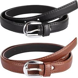 PU Leather Belt Combo Pack for Women/Ladies/Girls (Free Size, Fits Waist Size 26 to 34) - Black & Brown (Pack of 2)-20