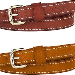 Women's Leather belt for Women/Girls/Ladies (Formal/Casual) (Colour -Black/Brown/Tan/Coffee) Stylish fancy trendy Buckle Genuine Leather Pack of 2 (B0058)-image-48