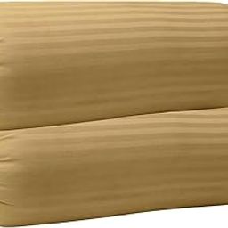Trance Home Linen 100% Cotton 16x32 inch 200TC Striped Bolster Cover | Round Bed Side Long Bolster Pillow Cover to fit 24" Length 9" Dia | Pack of 2 Bolster Cover only (16x32 inch,Beige)-image-59