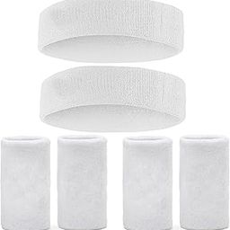 SUPRO Men & Women Head & Wrist Band, Sports Headbands for Men, Workout Accessories, Sweat Band, Sweat Wicking Head & Wrist Band Sweatbands for Running Gym, Unisex Hair Band White Color 2 Pair-image-86