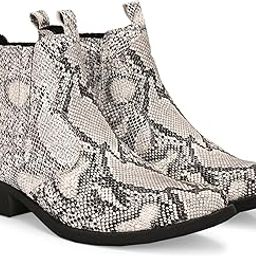 Men's Brown Snake Pritend Ankle Boots-picture-14