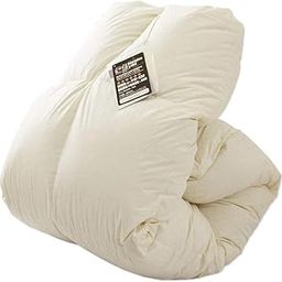 Tansu no Gen Duvet Double White Mother Goose 95% Made in Japan Comforter Ultra Long Cotton 60 Satin, Bulk Height 7.1 inches (180 mm) (440 dp), Black Label Beige 39100211 (82942)-15