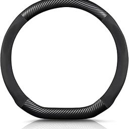 Juflix Car Steering Wheel Cover, Non-Slip Breathable Car Steering Wheel Protector Sport D-Shape Carbon Fiber & PU Leather Universal for Diameter 38cm/15(D-Shape)-2
