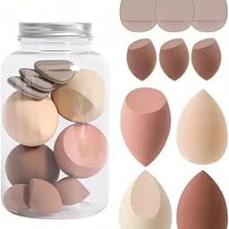 10Pcs Makeup Sponges Set With Storage Jar,Including 4 Blenders, 3 Mini Beauty Blenders, 3 Mini Finger Cushions For Liquid, Cream & Powder, Multicolor Makeup Sponge Set for All types Of Skin-8
