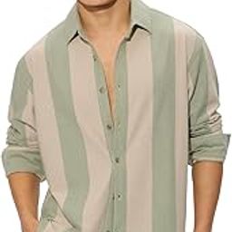 Stripes: Sage Men and Boys Long Sleeves Collared Neck Button Front Regular Fit Cotton Blend Shirts-image-65