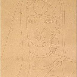 1 Pcs Rajasthani Lady with gilhari Art Pre Marked MDF Cutout for Crafts Work 9 * 12 inch-image-47