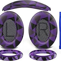 SOULWIT Ear Pads Cushions + Headband + Silicone Earpads Cover Protector, Replacement Kit for Bose QuietComfort 35 QC35, QC35 ii Over-Ear Headphones - Purple Black-29