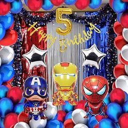 PARTY BREEZE superheros marvel birthday decoration avengers 5th fifth year birthday theme kit for boys girls kids combo set (av55)-image-26