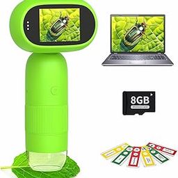Hayve Handheld Digital Microscope for Kids 1000X,16MP Portable Pocket Microscope with 2inch IPS Screen,1080P Coin Magnifier for Collectors with 8 LEDs, PC View, 8GB-25