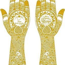 ORDERSHOCK Classic Golden Mehndi with Rakhi & Mera Piyara Bhai Design for Raksha Bandhan, Time Saving & Easy to Use Golden Mehndi Sticker for Girls & Women-image-11