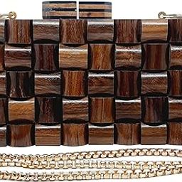 Womens Handmade Wooden Clutch Purse Bridal Clutch Handbag - Detachable Chain, Perfect For Any Model Cellphone-image-56