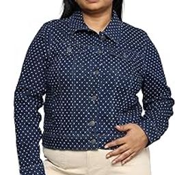 Plus Size Women Slim Fit Denim Jacket - Dark Blue Color -Stretch Fabric- Bust Size (M) 38 / (L) 40 / (XL) 42 / (2XL) 44 / (3XL) 46 / (4XL) 48 / (5XL) 50 inches-image-10