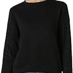 Women Black Textured Round Neck Sweatshirt-image-1