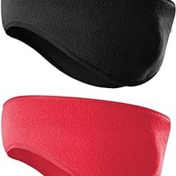Fleece Ear Warmers/Muffs Headband for Men & Women Kids Perfect for Winter Running Yoga Skiing Work Out Riding Bike in Cold and Freezing Days (T-Black+Red)-image-17