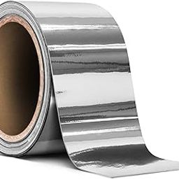 WISDOM Chrome Metallised Vinyl Tape Decal, Self Adhesive Protective Strip - Car Decorative Stripe Mirror Protective 2inches (2inches by 120 inches, Silver Chrome Decorative Stripe)-27