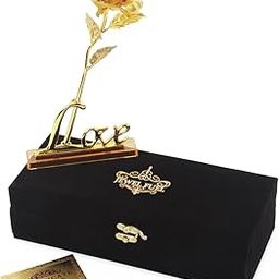JEWEL FUEL Gold Rose Flower and Love Stand with Velvet Gift Box for Valentines Day/Birthday for Girlfriend/Boyfriend/Husband/Wife-image-59
