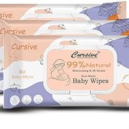 Cursive Soft Cleansing Baby Wipes with Lid | 80 Wipes x Pack of 1| Extra Thick & Moist Wet Wipes for Baby's | Prevents Rashes & Redness with Goodness of Aloe Vera, Vitamin E & Coconet Oil (Pack of 3)-image-22