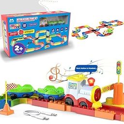 Mirana Block Rider Toy Train Set with Colorful & Multiple Track Layout, USB Rechargeable Type-C Engine, Various Sound Modes - Vande Bharat, Rajdhani, Delhi Metro, Kids 2-8 Years (Advanced - 131 Pcs)-22
