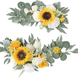HEAVENGLOW Artificial Flower Swag Green Leaves Hanging for Backdrop Party Wedding Car Yellow-22