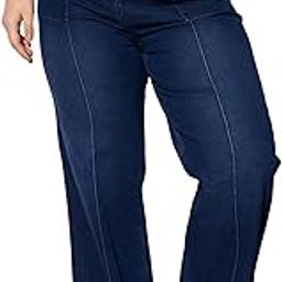 Blue Denim Front Seam Detail Straight Jeans-image-23