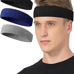 Tanluhu Sweatbands Sport Headbands for Working Out, Execise, Tennis, Basketball, Running - Terry Cloth Athletic Sweat Cotton Headband Outdoor for Men & Women-image-73