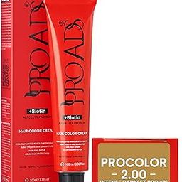 PRO ADS Hair Color Cream | Absolute Premium with Biotin | Intense Shine & Vibrant Color | Long-Lasting Formula | 100ml Professional Hair Color Cream PROCOLOR ((2.00)(INTENSE DARKEST BROWN))-image-7