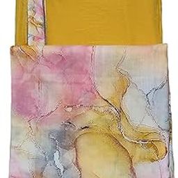Cotton Blend Women's Unstitched Ethnic Salwar Suit Dress Material (All Over 4.75 Meter Running Abstract Print Suit,Dupata 4 Side Patti),Free_Size (Multicolor Yellow)-9