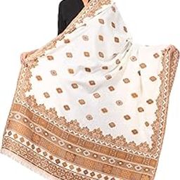 Womens Kullu Jamawar Shawl, Faux Pashmina, Woven Jacquard Design with Kullu Weaving Design, Soft and Warm Faux Pashmina (Pink)-17