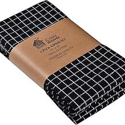 CRAZYWEAVES Kitchen Towels Cotton Cloth for Cleaning Kitchen and Home Cleaning Towel Dish Towels Pack of 4 (Black Mini Check, 18 X 18)-picture-0