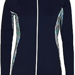 Women Plus Size UPF 50+ Front Zip Up Long Sleeve Top Rash Guard-image-36