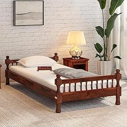 THE WOODEN CITY Solid Sheesham Wood Single Bed Cot Without Storage | Single Size Bed for Bedroom | Multipurpose Use Bed- Honey(216x99x53cm) (Mattress size-78x36 inch)-image-2