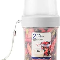 FIKKANI Portable Breakfast Container Cup Cereal Cups Double Layer Compartment Food Storage Container Box Yogurt Fruit Oatmeal Containers for Travel, Office (310+560ML)-image-59